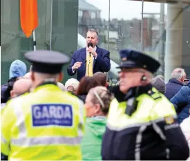  ?? ?? Drogheda protest: Gardaí monitor events earlier this week