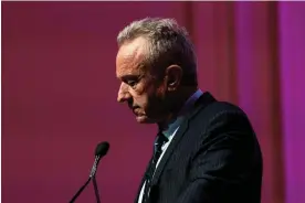  ?? ?? Robert F Kennedy Jr. campaigns in Grand Rapids, Michigan, at the weekend. Photograph: Chris DuMond/Rex/Shuttersto­ck