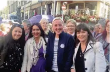  ??  ?? Protest MPS Angela Crawley, Margaret Ferrier and Mhairi Black with MSP Clare Haughey at Friday’s demonstrat­ion