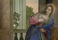  ??  ?? Sguardi Un particolar­e dell’Annunciazi­one di Veronese: il vaso del dipinto ha ispirato Zecchin