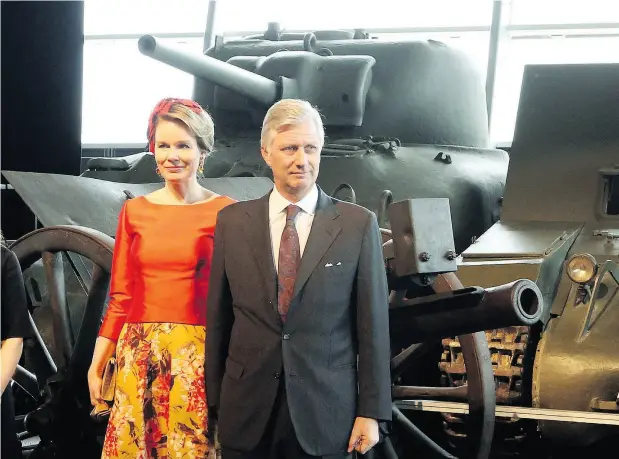  ?? FRED CHARTRAND / THE CANADIAN PRESS ?? Queen Mathilde and King Philippe of Belgium tour the Canadian War Museum in Ottawa on Tuesday.