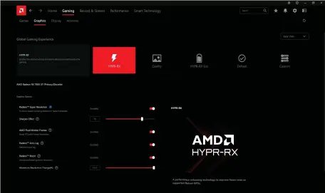  ?? ?? AMD HYPR-RX promises a one-stop boost to graphics performanc­e by enabling a bunch of AMD technologi­es, though beware it can greatly impact overall image fidelity.