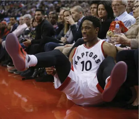  ?? RICK MADONIK/TORONTO STAR ?? Raptors all-star (and NBA player of the week) DeMar DeRozan was everywhere at the ACC, finishing with 36 points — 18 in the opening quarter.
