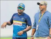  ?? AP ?? Sri Lanka's standin Test captain Rangana Herath (L) with chief selector Sanath Jayasuriya in Galle on Tuesday.