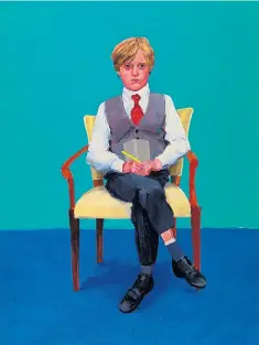  ??  ?? Vivid: Hockney’s portraits of Barry Humphries, left, and Rufus Hale