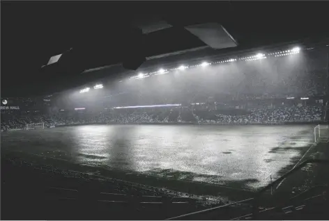  ?? RENÉE JONES SCHNEIDER/STAR TRIBUNE VIA AP ?? ALLIANZ FIELD IS FLOODED during a storm on Wednesday in St. Paul, Minn., was postponed due to severe weather.