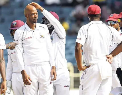  ??  ?? The Windies team during a Test series against Bangladesh at Sabina Park, Kingston, on Saturday, July 14, 2018.