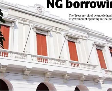  ??  ?? THE Bureau of Treasury headquarte­rs in Intramuros, Manila. The agency reported that national government borrowings hit P732.18 billion during the first half of 2019.
