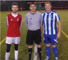  ??  ?? Captains from The White Gorillas and GSS with match referee.