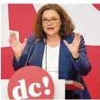  ?? FOTO: IMAGO ?? SPD-Chefin Andrea Nahles will „Hartz IV hinter uns lassen“.