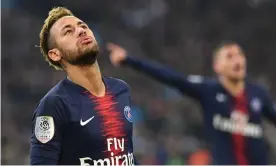  ??  ?? Neymar is wanted by Barcelona and a players-plus-cash deal looks likely if he is to rejoin them from PSG. Photograph: Boris Horvat/AFP/Getty Images
