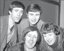  ?? AP ?? Spencer Davis (bottom center) — with the other famous members of the Spencer Davis Group (clockwise from top left) Muff Winwood, Pete York and Steve Winwood — in 1966.