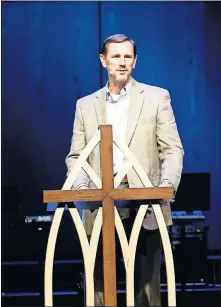  ??  ?? The Rev. Paul Chitwood, president of the Southern Baptist Convention's Internatio­nal Mission Board, speaks during a “Sending Celebratio­n” at Quail Springs Baptist Church in Oklahoma City.
