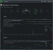  ??  ?? The initial screen of the Netdata web interface, which contains a plethora of informatio­n and is divided into three main parts.