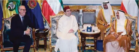  ?? —Amiri Diwan and KUNA photos ?? KUWAIT: His Highness the Amir Sheikh Sabah Al-Ahmad Al-Jaber Al-Sabah meets with Moroccan Foreign Minister Nasser Bourita.