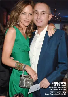  ??  ?? BANKRUPT: Mr Elichaoff with Ms Woodall in 2007. Below: Trinny with new love Charles Saatchi