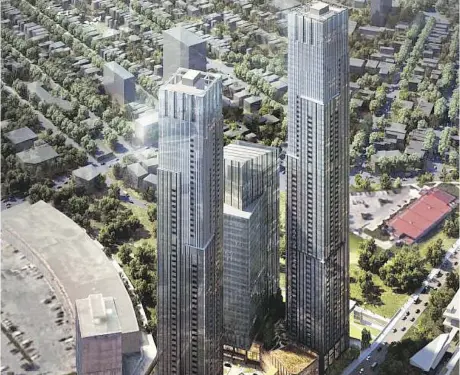  ?? CITY OF OTTAWA ?? The latest renderings by TIP Albert GP show the developer’s plans to build a three-tower, multi-use complex.