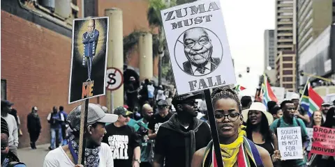  ?? /THULANI MBELE ?? Thousands of people took to the streets in Pretoria under the Save SA civil society group to march to the Union Buildings protesting for the removal of President Jacob Zuma on Friday. Another march is being organised in the city by various opposition...