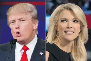  ?? JOHN MINCHILLO/The Associated Press ?? Republican presidenti­al candidate Donald Trump clashed with Fox News Channel host and moderator Megyn Kelly
during last week’s first Republican presidenti­al debate at the Quicken Loans Arena in Cleveland.