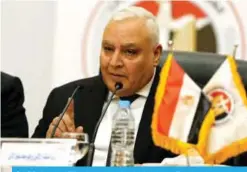  ??  ?? CAIRO: National Elections Authority chief Lasheen Ibrahim gives a press conference yesterday to announce that Egyptians will head to the polls on March 26-28 in the first round of a presidenti­al election. —AFP