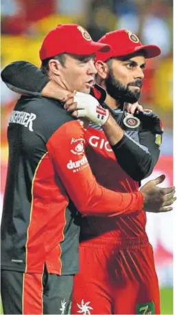  ?? BCCI ?? AB de Villiers and Virat Kohli (right) will again be key to RCB’s success this season.