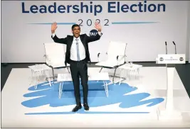  ?? DANNY LAWSON — PA VIA AP, FILE ?? Rishi Sunak during a hustings event in Darlington, England, Aug. 9, 2022, as part of the campaign to be leader of the Conservati­ve Party and the next prime minister.