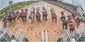  ?? MICHAEL CLEVENGER AND LAURA STANTON/(LOUISVILLE) COURIER JOURNAL ?? 19 horses leave the starting gate Saturday for the 145th Kentucky Derby.