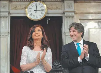  ?? CEDOC PERFIL ?? DUPLA. “Por fin tengo un vicepresid­ente”, dijo Cristina Fernández cuando eligió a Boudou.