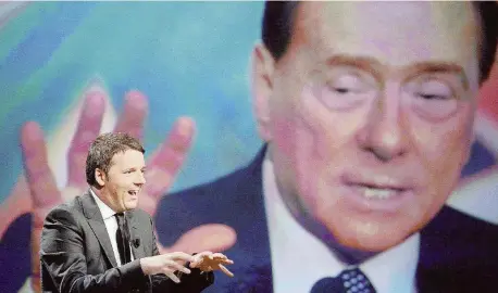  ?? Ansa/LaPresse ?? Alleati Matteo Renzi, Silvio Berlusconi e Luigi Di Maio, uniti dal sistema elettorale tedesco