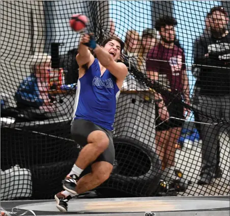  ?? File photo ?? Cumberland graduate Phil Coppolino, who is taking a gap year before enrolling at Cornell in the fall of 2021, finished second in the hammer throw at the RITCA Championsh­ip meet at Alvarez High School Wednesday afternoon.