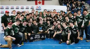  ?? SUPPLIED ?? Crescent’s robotics team poses at a competitio­n at Durham College in
March 2019.