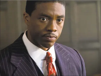  ?? BARRY WETCHER — OPEN ROAD FILMS VIA AP ?? Chadwick Boseman portrays Thurgood Marshall in “Marshall,” which focuses on one of his little-known court cases in the 1940s.