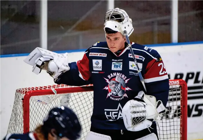  ?? Bild: Jari Välitalo ?? Stannar, stannar inte? Halmstad Hammers succémålva­kt Anton Malmborg är förtegen om framtiden, men kollegan Jacob Crespin öppnar för en fortsättni­ng i succéklubb­en.