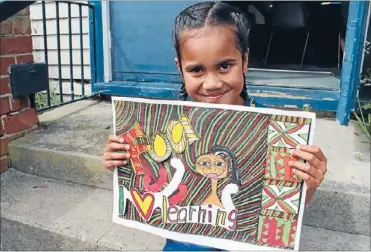  ?? Photo: DANIELLE STREET ?? Bold work: Oranga Primary student Foa Oto’Ota won the I Love Learning competitio­n with her tapa-inspired art.