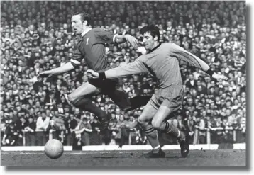  ??  ?? Wolves’ Gerry Taylor chasing Liverpool’s Peter Thompson in 1969