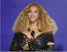  ?? ?? Beyoncé leads all nominees for the 65th Annual Grammy Awards