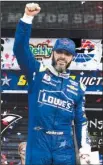  ?? AP/LARRY PAPKE ?? Jimmie Johnson surged past Joey Logano with 17 laps to go to pick up his first victory of the season in the NASCAR Monster Energy Cup O’Reilly Auto Parts 500 at Texas Motor Speedway in Fort Worth.