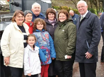  ??  ?? Relations of Tomás Ághas at the commemorat­ion in Cinn Áird on Saturday. Included are: Maura Flahive, David Bowler, Major General (ret’d) David Ashe, Sheila Ashe, Tricia Flahive, Martin Ashe, Emily Bowler and Amy Bowler.