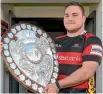  ?? PHOTO: GETTY IMAGES ?? Joel Hintz with the Ranfurly Shield.