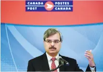  ??  ?? Canada Post CEO Deepak Chopra said the postal service continues to struggle with dwindling mail volume.