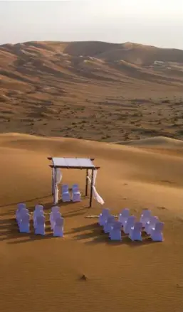  ??  ?? ABOVE: A desert wedding set up at Qasr Al Sarab Desert Resort by Anantara