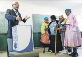  ??  ?? Self-interest: Then president Jacob Zuma votes for himself at Ntolwane Primary School in Nxamalala in 2014. Photo: Rogan Ward/Reuters