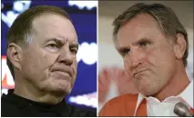  ?? FILE — THE ASSOCIATED PRESS ?? Don Shula’s (right) 347 victories are an NFL record. Patriots coach Bill Belichick (left) could catch Shula. He easily leads all active coaches with 304 victories in 25 seasons and is still going strong with the Pats.