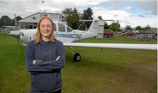  ?? BEJON HASWELL/ STUFF ?? Ava Venn, 16, after her first solo flight in the South Canterbury Aero Club’s Piper Tomahawk at Richard Pearse Airport yesterday.