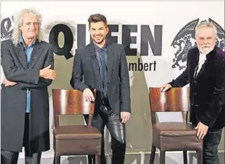  ??  ?? TRÍO. Brian May, Adam Lambert y Roger Taylor, la última formación de Queen mantiene viva la llama.