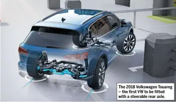  ??  ?? The 2018 Volkswagen Touareg – the first VW to be fitted with a steerable rear axle.