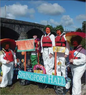  ??  ?? The Sprinfort Hall crew of Michella Cronin, Elizabeth McCarthy, Sarah McCarthy, John McCarthy and Rachel Healy brought plenty of colour to last years Mallow Search and Rescue Fun Raft Run.