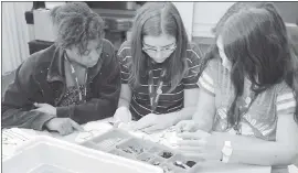  ?? PHOTO COURTESY OF THE AMERICAN ASSOCIATIO­N OF UNIVERSITY WOMEN ?? Rising eighth-graders work on a project during the Camp Grace Hopper at Stanford.