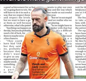  ?? ?? Fletch and carry Students face former Scotland star Steven Fletcher