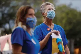  ?? Photograph: Octavio Jones/Reuters ?? Nurses protest to highlight practices during the coronaviru­s pandemic at St Petersburg general hospital in Florida on 15 July.